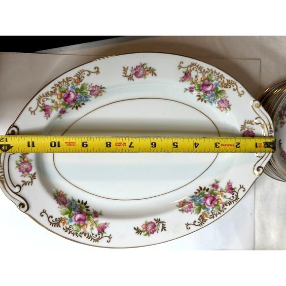 Maruichi China Large Rose Oval Platter Meat Turkey Ham Server Japan Replacement - Picture 3 of 6